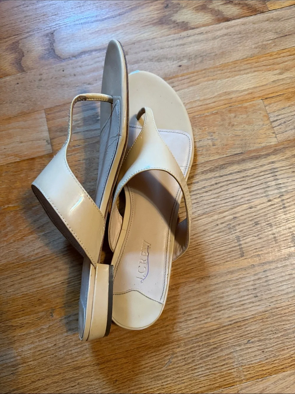 J. Crew Cream Leather Thong Sandals